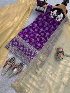 Ensemble Kurta Palazzo en Jacquard Royal avec Dupatta, Ensemble de 3 Pièces Brodé en Jacquard Élégant, Fil de Luxe - Product Image 5