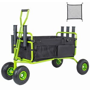 Carrello da Spiaggia Pieghevole con Ruote per Ogni Terreno, Robusto, 3 Metri, Resistente alla Sabbia, Portacanne Pieghevoli, Scomparto per Ombrellone - Product Image 1