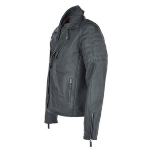 Chaqueta Bomber de Cuero Vacuno para Hombre MAKUM, Cuello Camisero, Cierre de Cremallera, Corte Ajustado, Manga Regular, Color Sólido, Ecológica - Product Image 4