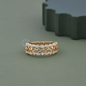Bague en or jaune avec diamant de laboratoire taille ronde, look élégant, pour femme, bijoux fins à vendre, export - Product Image 1