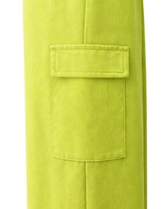 Pantalones Deportivos Cargo de Pierna Ancha Color Verde Lima para Mujer, Cintura Elástica, Pantalones Casuales de Felpa, Corte Holgado, Ropa Urbana, Cómodos para Invierno - Product Image 4