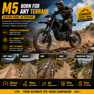 Motocicleta Eléctrica Ligera, Batería de Litio de 48V 20Ah, Motocicleta Todoterreno Eléctrica de 50 km/h, Batería Extraíble, Motocross para Adolescentes y Adultos - Product Image 5