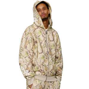 เสื้อฮู้ดดี้ลายพรางแบบซิปสำหรับผู้ชาย ดีไซน์ใหม่ ผ้าฝ้ายฟลีซหนานุ่ม ชุดวอร์มสตรีทแวร์สั่งทำได้ตามต้องการ รับผลิตแบบ OEM ODM สั่งซื้อจำนวนมาก ผลิตในสหรัฐอเมริกา - Product Image 2