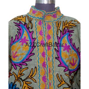 Chaqueta Bomber Bordada a Mano con Diseño Floral, de Algodón Ecológico, Secado Rápido, Transpirable, Cuello en V, con Volantes, Informal, para Invierno/Primavera - Product Image 3