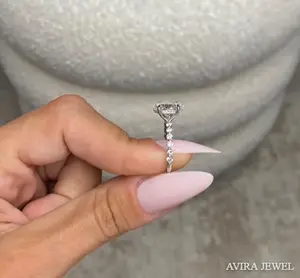 Anillo de Moissanita de 1 Quilate de Alto Brillo, Joyería de Oro Rosa Sólido de 14k para Mujer, Anillo de Compromiso de Estilo Clásico, Precio al por Mayor - Product Image 4