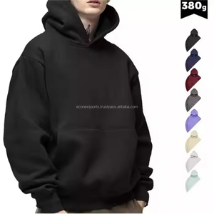 Personalizable 500 Gsm invierno recortado de ganchillo liso teñido con capucha hombres diseñador Unisex peso pesado pulóver bordado Logo lujo - Product Image 1