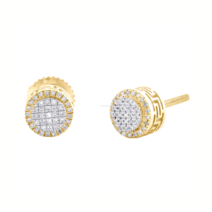 0.10 Ct Natural Round Brilliant Cut Diamond Cluster <b>Stud</b> <b>Earrings</b> 10k Yellow Gold Luxury <b>Fine</b> Jewelry for Women - Product Image 1