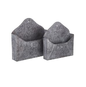 Juego de bolsillo de pared galvanizado Vintage rústico, la mejor maceta de pared, bolsillo de pared de hierro decorativo, dos jardines diferentes - Product Image 6