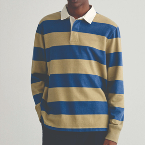 Polo de rugby rayé pour homme de haute qualité, durable, confortable et idéal pour un style décontracté et sportif - Product Image 2