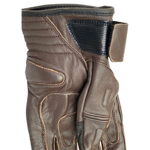 Guantes de Motocicleta de Invierno para Hombre, de Cuero Marrón Premium, con Acolchado de Gel en la Palma, Puntas de los Dedos Táctiles y Hebilla - Product Image 3