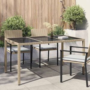 Mesa de Comedor de Jardín de Ratán Sintético Beige - Product Image 1