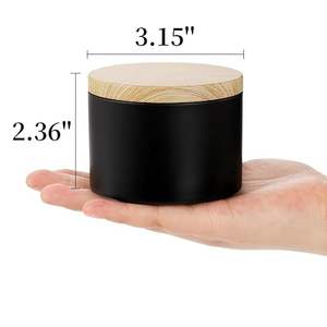 ภาชนะเหล็กสีดำด้านพร้อมฝาไม้ไผ่สำหรับเทียนไขถั่วเหลือง ของตกแต่งบ้านสไตล์มินิมอลทันสมัย ภาชนะเก็บของแบบใช้ซ้ำได้ - Product Image 1