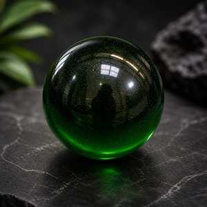 Sphère d'obsidienne verte naturelle, lisse et polie, boule de cristal de verre volcanique pour la méditation du cœur, la protection et le soulagement du stress - Product Image 2