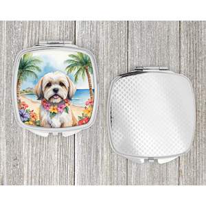 Lhasa Apso Luau, espejo de maquillaje de mano plegable compacto, regalo decorativo de viaje portátil para mujeres y niñas, tamaño de bolsillo - Product Image 4
