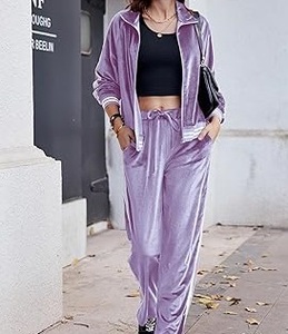 Ensemble de survêtements en velours pour femmes, sur mesure, pour l'hiver, deux pièces, jogging, survêtements en velours amples, respirants, pour filles - Product Image 5