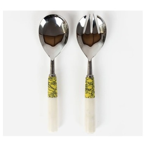 Durable Food Grade Stainless Steel <b>Salad</b> Servers With Malachite Handle Serving Spoon Fork Kitchen Utensils Tableware <b>Salad</b> <b>Tools</b> - Product Image 2