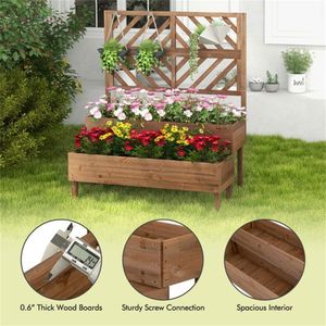 Jardinière surélevée en bois à 2 niveaux avec treillis pour pots de fleurs et jardinières - Product Image 6