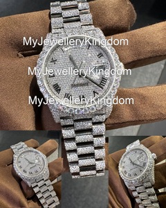 Montre de luxe pour homme en moissanite glacée, cadran VVS1, boîtier en acier inoxydable, résistance à l'eau 10 bars, lunette personnalisée, mécanique - Product Image 3