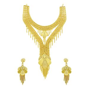 Wholesale Fashion Jewelry 14K18K24K Micron <b>Gold</b> Dubai Style Traditional Design Jewelry <b>Set</b> Turkish Heavy Bridal Long Jewelry <b>Set</b> - Product Image 4