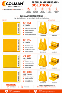 Masterbatch de couleur jaune doré COLMAN GP de qualité supérieure pour films plastiques PP, PE, HDPE, LDPE, LLDPE, sacs de transport et sacs de courses - Product Image 2