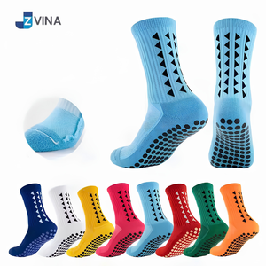 JZVINA Custom Logo Crew Football Soccer <b>Socks</b> Strong Grip Anti-Slip Breathable Mesh Durable Training Eco-Friendly <b>Moisture</b> - Product Image 1