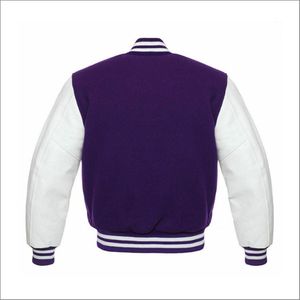 Men's Winter Varsity <b>Jacket</b> with Embroidered Custom Logo Stand Collar Leather Sleeves College Baseball <b>Pilot</b> Letterman Style - Product Image 5