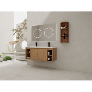Meuble-lavabo mural double vasque 48 po avec portes à fermeture douce 00612IMO 07348IMOX et étagère de rangement (KD) – Meubles-lavabos à fermeture douce - Product Image 3