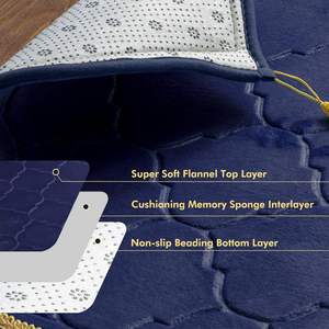 Alfombras de Oración Antideslizantes de Espuma de Terciopelo para Ramadán, Alfombras Islámicas para Musulmanes, Alfombras de Oración Gruesas, Suaves y Plegables de Color Azul - Product Image 6
