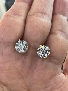 Pendientes de Diamantes Cultivados en Laboratorio, Corte Redondo, Color F, 4 Quilates, Elegantes Pendientes de Diamantes Solitarios, Joyería Fina de Lujo para Uso Diario para Mujer - Product Image 2