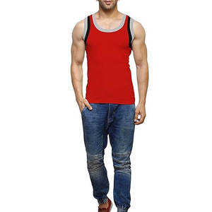 Men's <b>Red</b> Sleeveless <b>Tank</b> <b>Top</b> Solid Color Knitted O-Neck Casual Style - Product Image 1