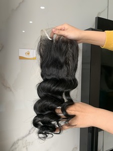 เครื่องมัดผมมนุษย์แบบคู่ม้วนเป็นมัดผมแบบปิดด้านหน้าผ้าลูกไม้บางเฉียบแบบ HD - Product Image 2