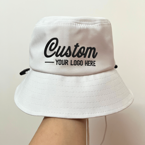 Sombrero de Pescador de Ala Ancha para Protección Solar, Personalizable con Logotipo Bordado, de Algodón, con Cuerda, Venta al Por Mayor - Product Image 1