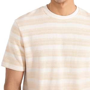 Camiseta Oversize de Algodón Orgánico a Rayas para Hombre, 100% Algodón Tejido, Cuello Redondo, Colores Pastel, Diseño OEM/ODM, Bajo MOQ, Venta al Por Mayor - Product Image 6