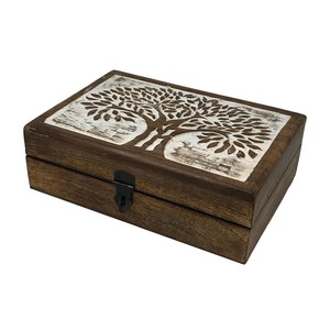 Boîte à chapelet artisanale en bois de manguier écologique Aqdus Saleem avec feuille d'or et coffret cadeau - Cadeau religieux en gros - Product Image 2