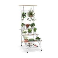 Support de plantes en métal chromé à 3 niveaux, barre suspendue robuste, support de pot de fleurs écologique pour intérieur, extérieur, balcon, jardin, haut