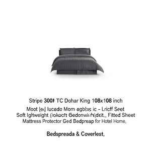 Stripe 300 TC Dohar King 108x108 Inch Soft Lightweight Cotton Bedding-Fitted Sheet Mattress Protector <b>Bedspread</b> for Hotel Home - Product Image 2