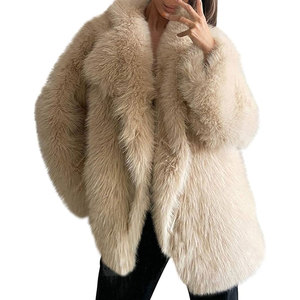 Manteau en fausse fourrure pour femme, long, épais et moelleux, ouvert sur le devant, décontracté, couleur unie, manches longues, longueur midi, veste chaude pour l'hiver - Product Image 1