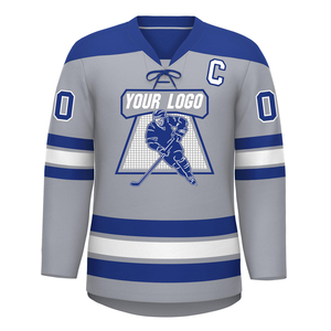 Jersey de Hockey sobre Hielo Personalizable, Ropa de Equipo, Color Personalizado, Cuello en V con Rayas, Letras y Números Cosidos, Diseño de Logotipo, Jersey de Hockey sobre Hielo para Adultos - Product Image 1