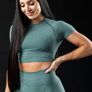 Haut court extensible pour femme, respirant, idéal pour le fitness, le yoga, la course à pied et les activités sportives – OEM ODM - Product Image 3