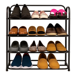 Étagère à chaussures en métal durable, organisateur à quatre niveaux, grande capacité de rangement, design gain de place, structure robuste, solution moderne pour l'entrée - Product Image 3