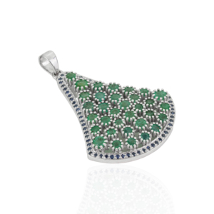 Classic Round <b>Emerald</b> Gemstone Pinion Bezel Setting Unique Design Solid 925 Sterling Silver Fine <b>Pendant</b> Jewelry - Product Image 3