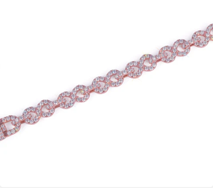 Rose Gold Plated Chain Link <b>Bracelet</b> With Pave <b>Crystal</b> Rhinestones Trendy Unisex Jewelry Gift - Product Image 2