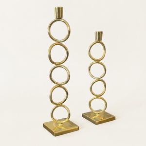 Vintage Geometric <b>Brass</b> Candle Holder <b>Candlestick</b> for Luxury Home Decor Minimalist Metal for Wedding and Hotel Events - Product Image 3