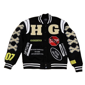 OEM Wholesale Custom Men's Chenille <b>Patch</b> Varsity <b>Jacket</b> College Baseball Letterman Bomber Stand Collar Custom Embroidery <b>Jacket</b> - Product Image 1