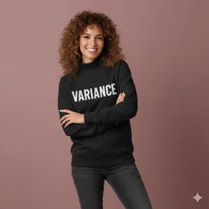 Sudadera Negra de Cuello Redondo para Mujer, Manga Larga, Tejido de Algodón, Estampado de Letras, Logotipo Variance en la Parte Delantera, Prenda Otoñal Transpirable - Product Image 1