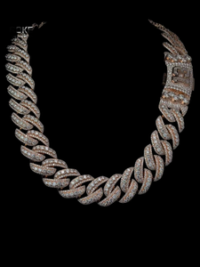 Luxury Silver Gold Plated Moissanite <b>Statement</b> <b>Necklace</b> Round Brilliant Cut Pave Setting Link Chain Unisex Party Jewelry - Product Image 1