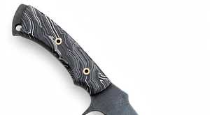 Outil utilitaire recurve artisanal en acier Damas foncé avec manche G10 noir topographique - Product Image 6