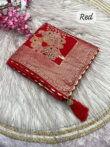 Sari de seda Dola de diseño exclusivo con blusa elegante, estilo étnico moderno, a la última moda india, modesto, para fiestas, para mujer. - Product Image 5