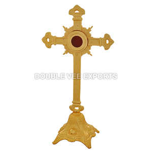 Relicario de Latón con Cruz y Soporte |   Porta Reliquias Católicas – DOUBLE VEE EXPORTS - Product Image 2