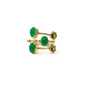 แหวนสไตล์โบฮีเมียนประดับพลอยออนิกซ์สีเขียวขนาด 6.2 กรัม ฝังแบบ Bezel Setting - Product Image 3